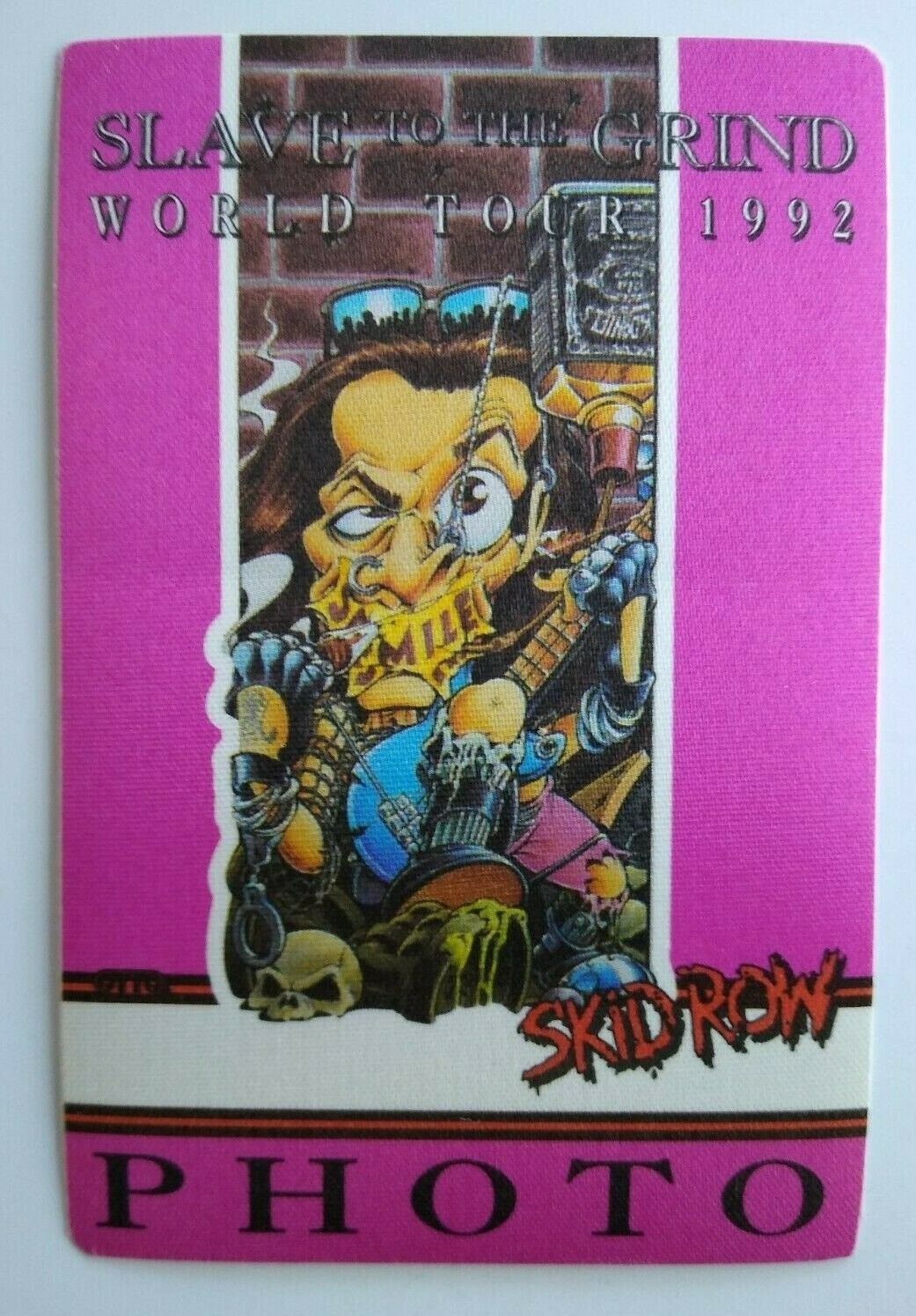 Skid Row Backstage Pass Original 1992 Slave To The Grind Tour Hard Rock Pink