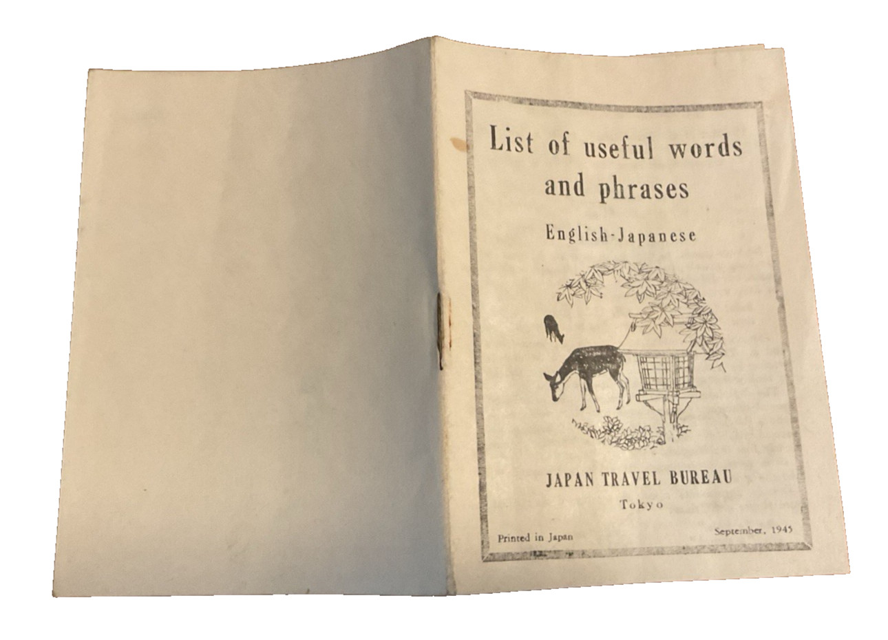 1945 English Japanese List Useful Words Phrases Japan Travel Bureau Tokyo J5