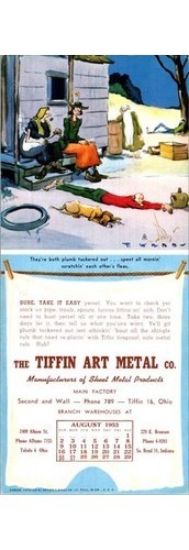 Tiffin Art Metal Co Advertising Blotter Brown & Bigelow 1953 Paul Webb Cartoon