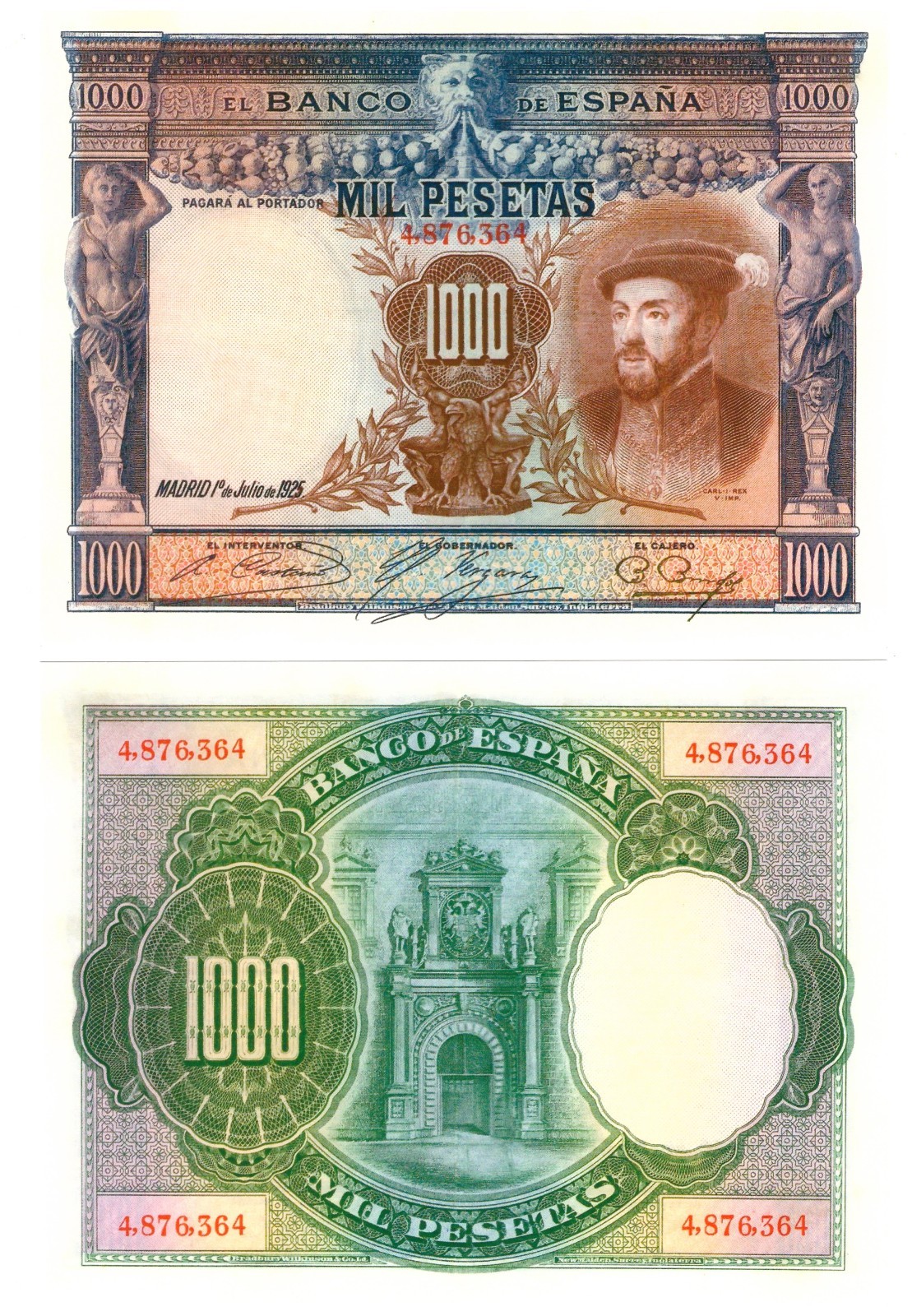 u Reproduction Note Spain 1000 Pesetas 1925 Pick #70 4751R