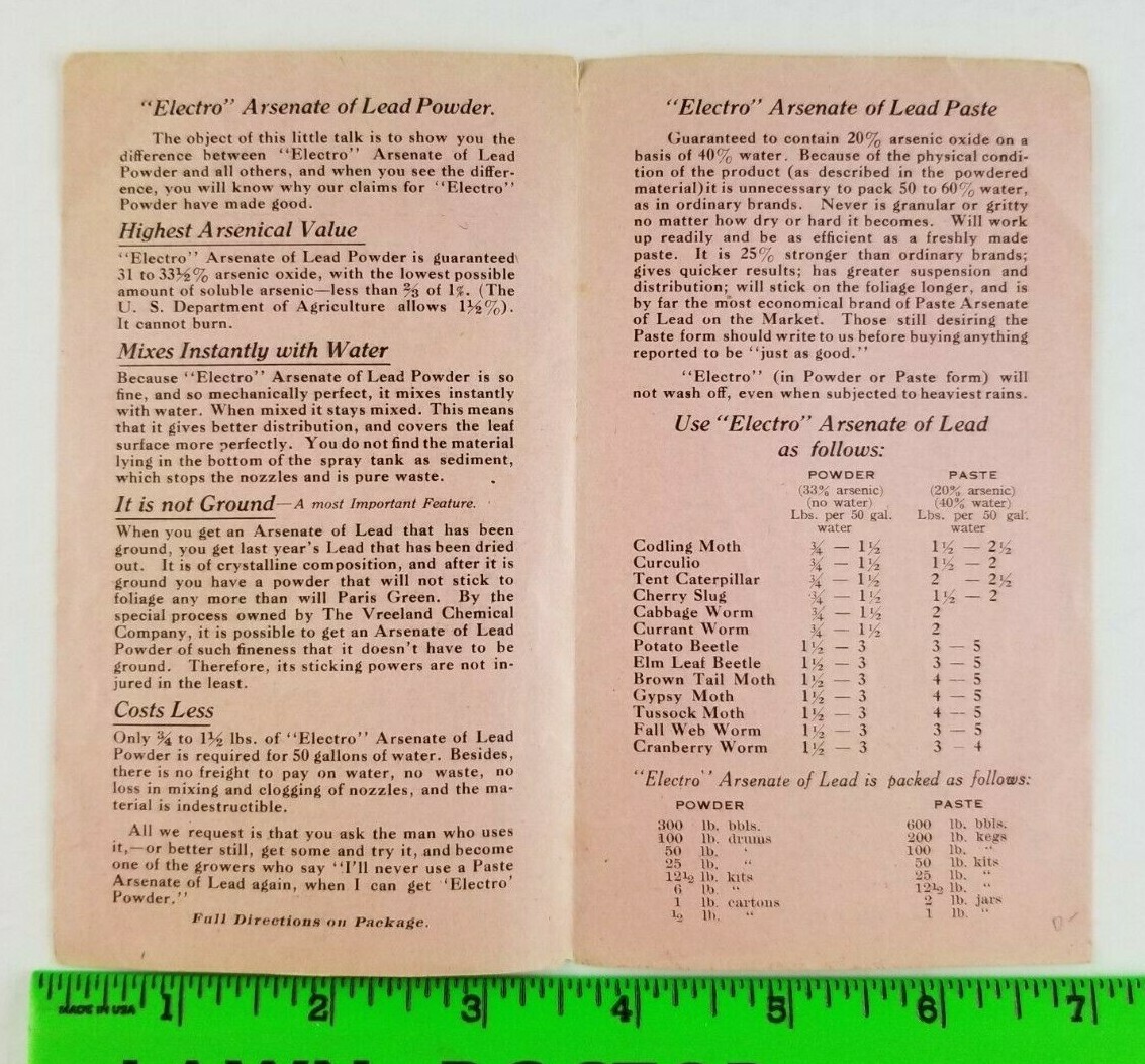 Vintage 1900’s Vreeland Chemical Fungicides Electro Pair Farming Paper Foldout