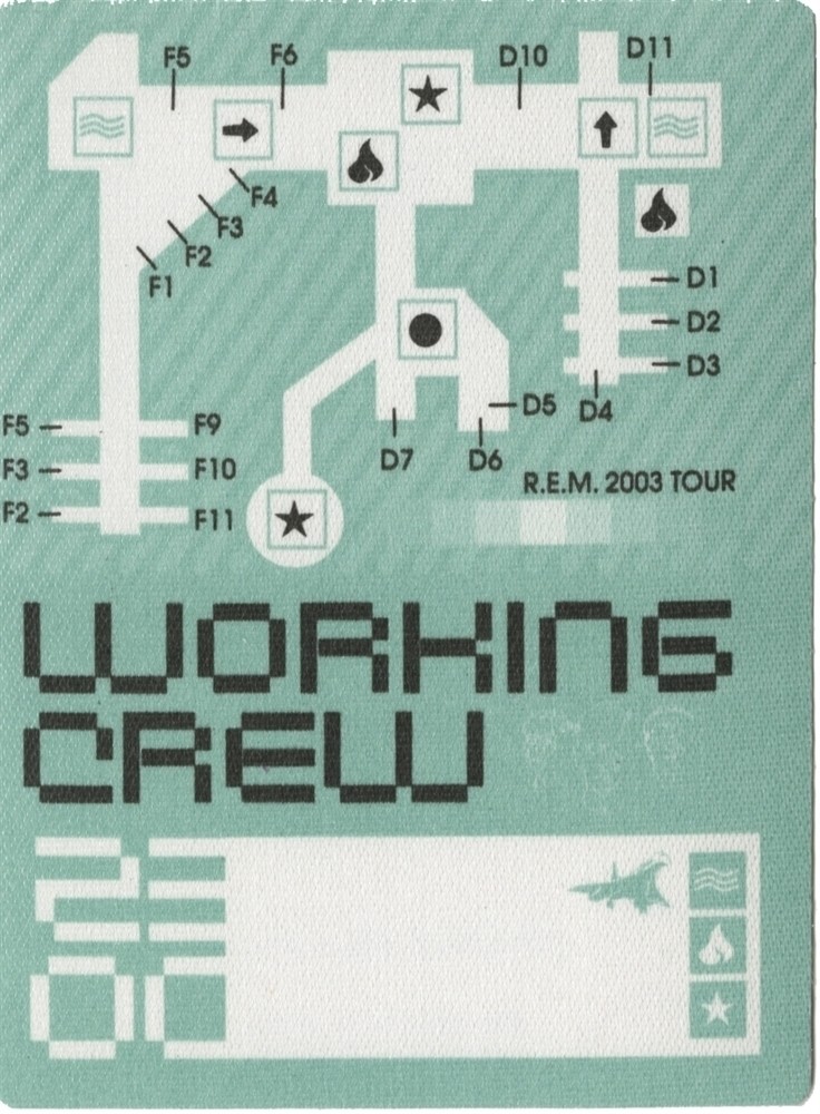 REM 2003 In Time concert tour Working Crew Backstage Pass