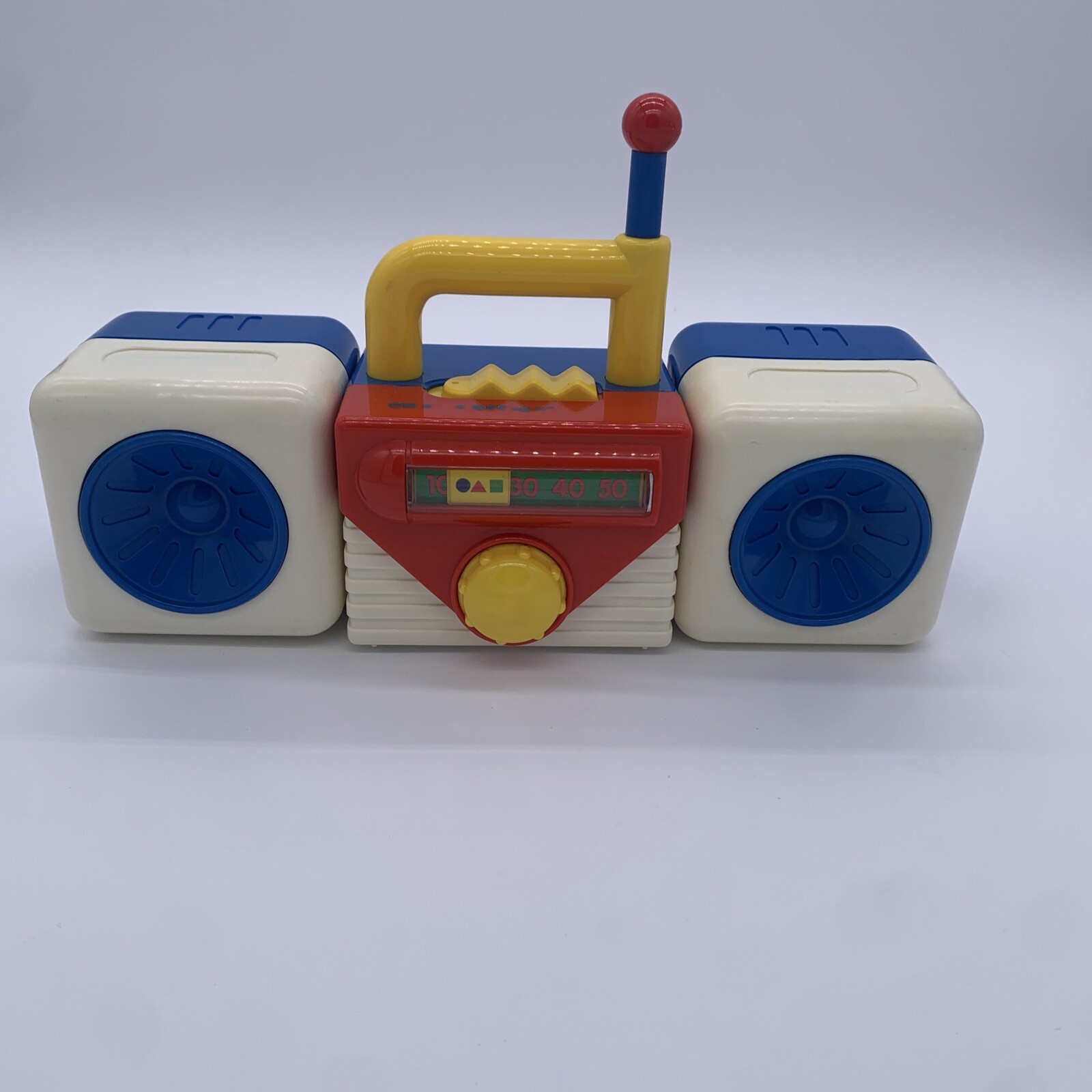 Vintage RARE Red White & Blue Nursery Rhymes Playing Toy Boom Box with Handle