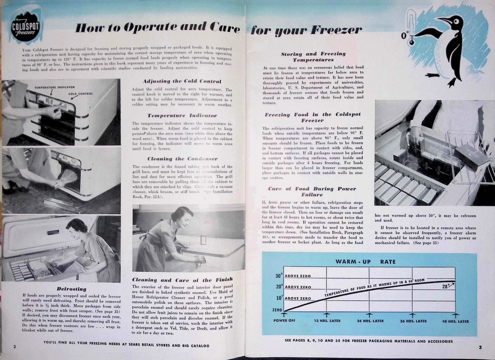 Coldspot Freezer Instruction Booklet 1950s Sears Roebuck Holiday Menu Guide