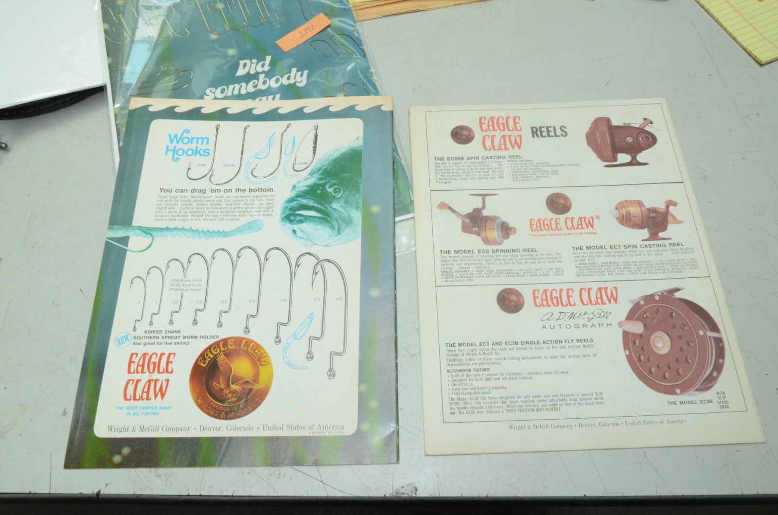 1970s Eagle Claw Fishing Tackle Catalog Lot of 2 NEW Casting Reel Hooks Rods