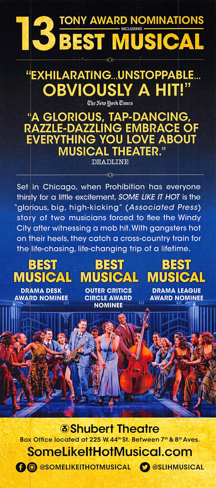 Some Like It Hot musical 2023 Ad Flyer Broadway New York City Christian Borle