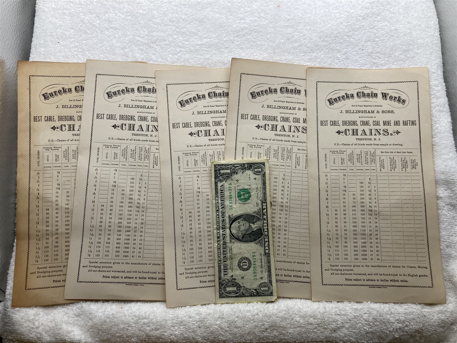 1890s 1900s 1910s Eureka Chain Works Trenton NJ Order Forms Vtg