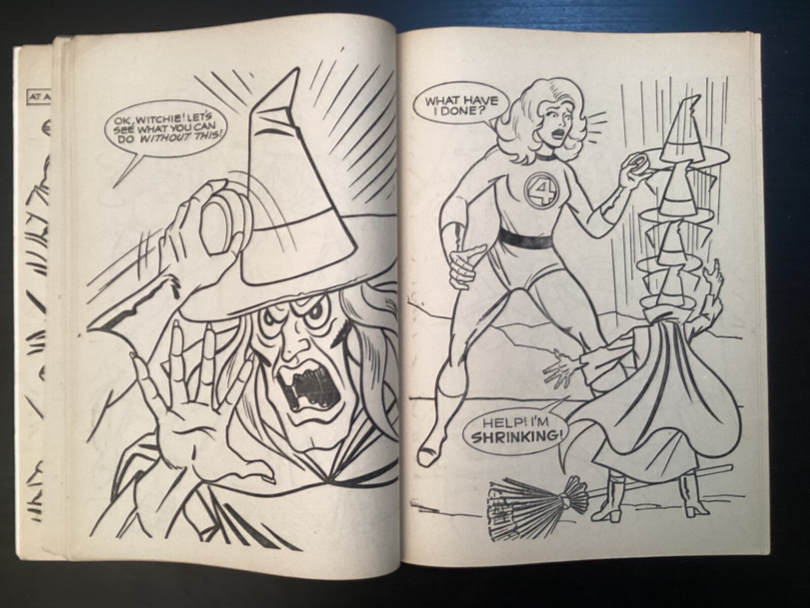FANTASTIC FOUR meet “THE WITCH” Coloring Book copyright 1977 Marvel Comics Group