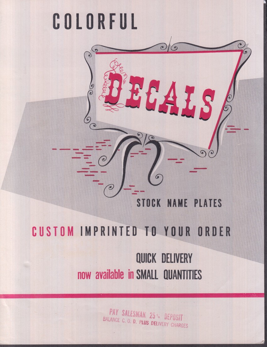 Colorful Decals salesman’s folder with sample ca 1940s