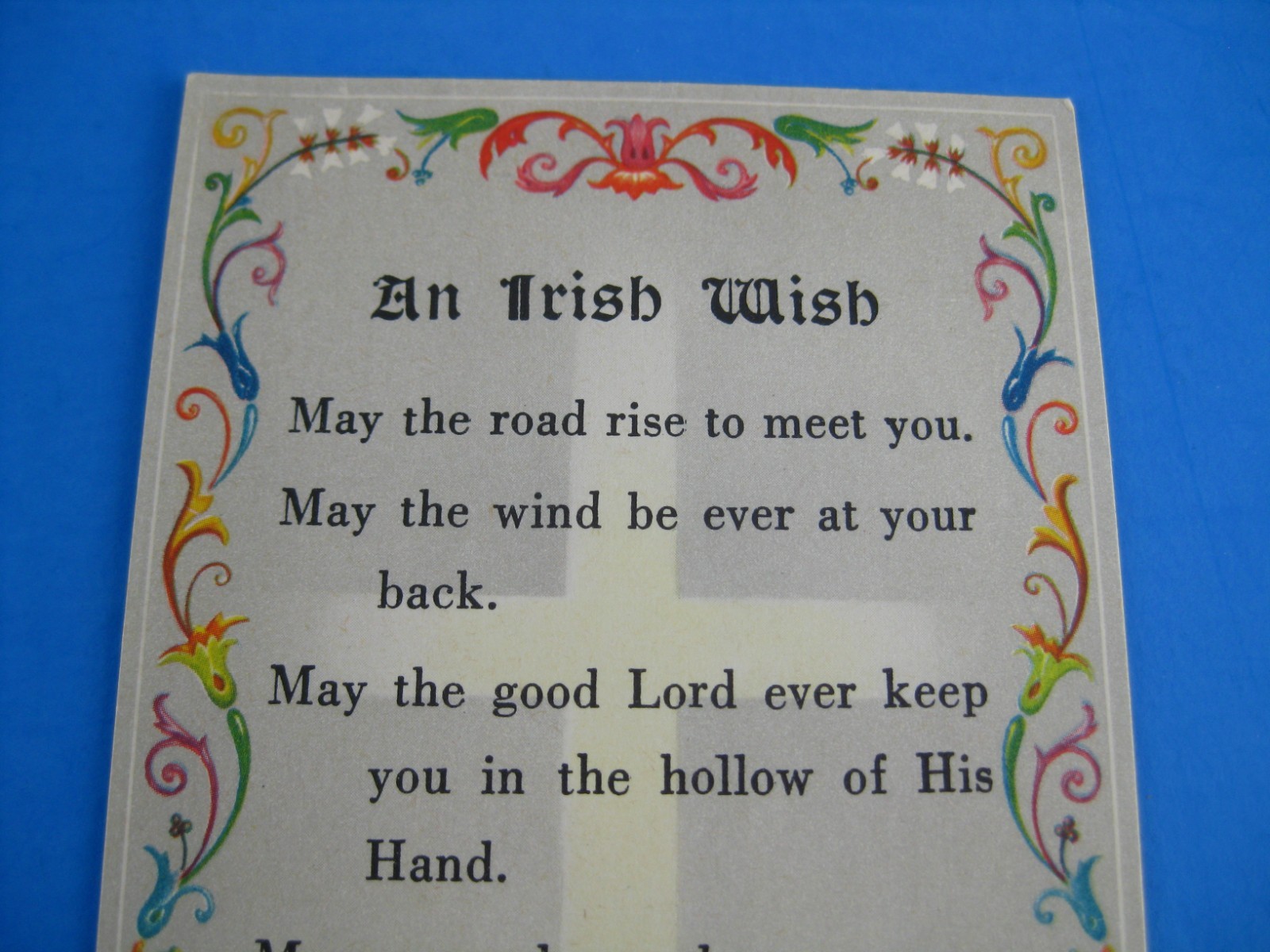 An Irish Wish Poem May The Road Rise Up To Meet You Vintage Prayer Card WH Litho