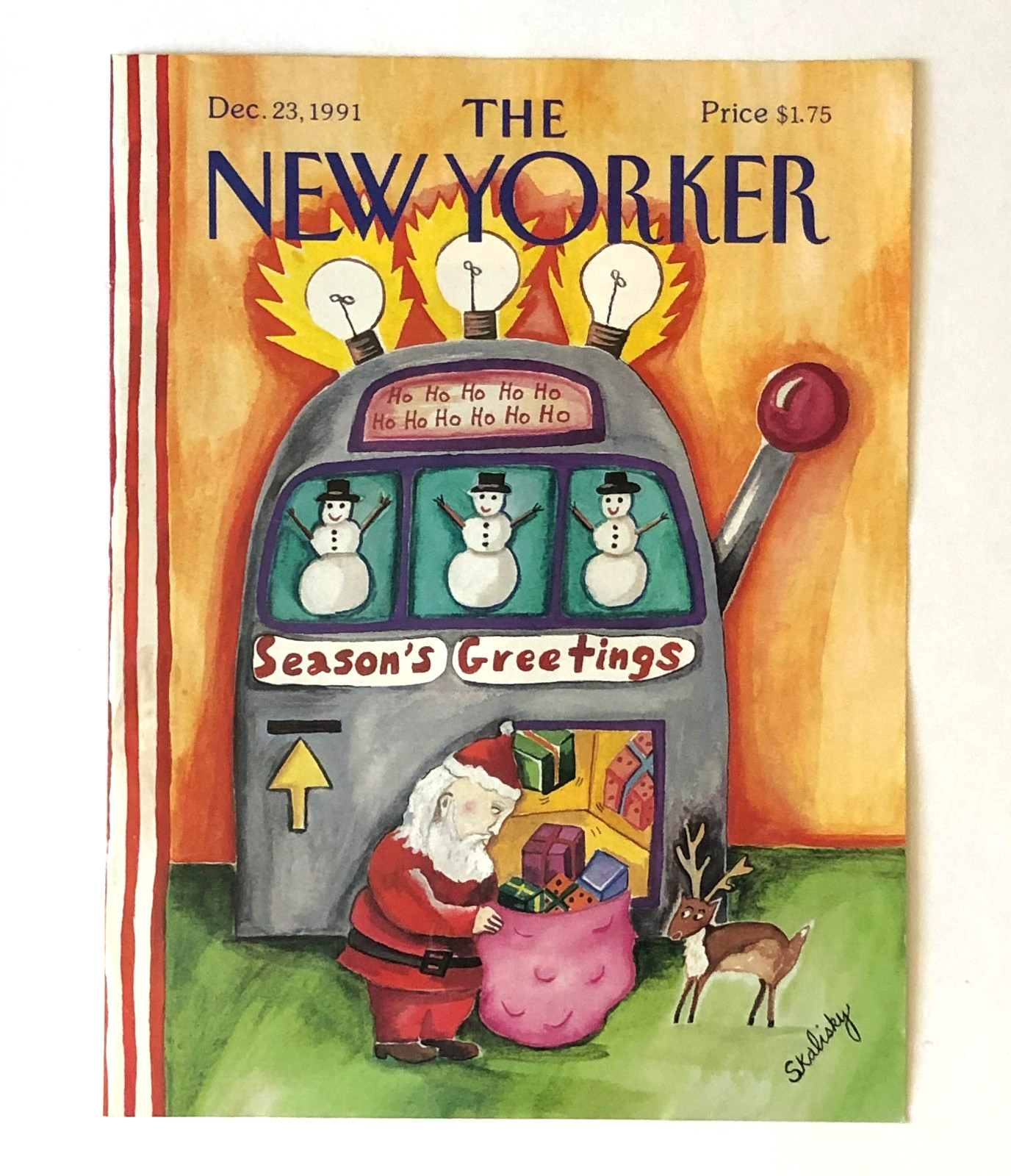 1991 New Yorker Magazine Covers Christmas LOT 2 Santa Toys Tree Decorating Vtg