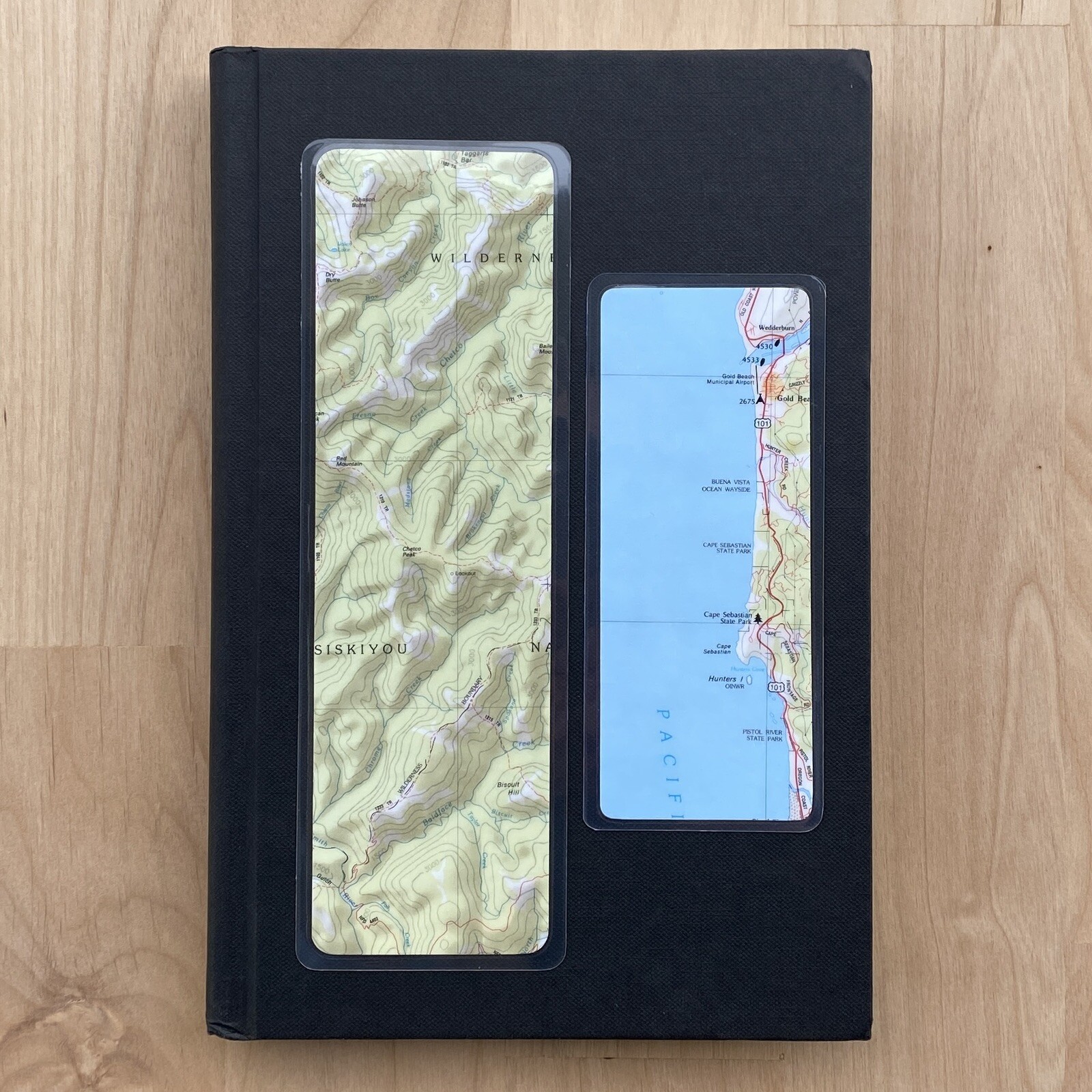 Repurposed Map Paper Laminated Bookmark for Books, Gift for Bookworms, Set Of 2