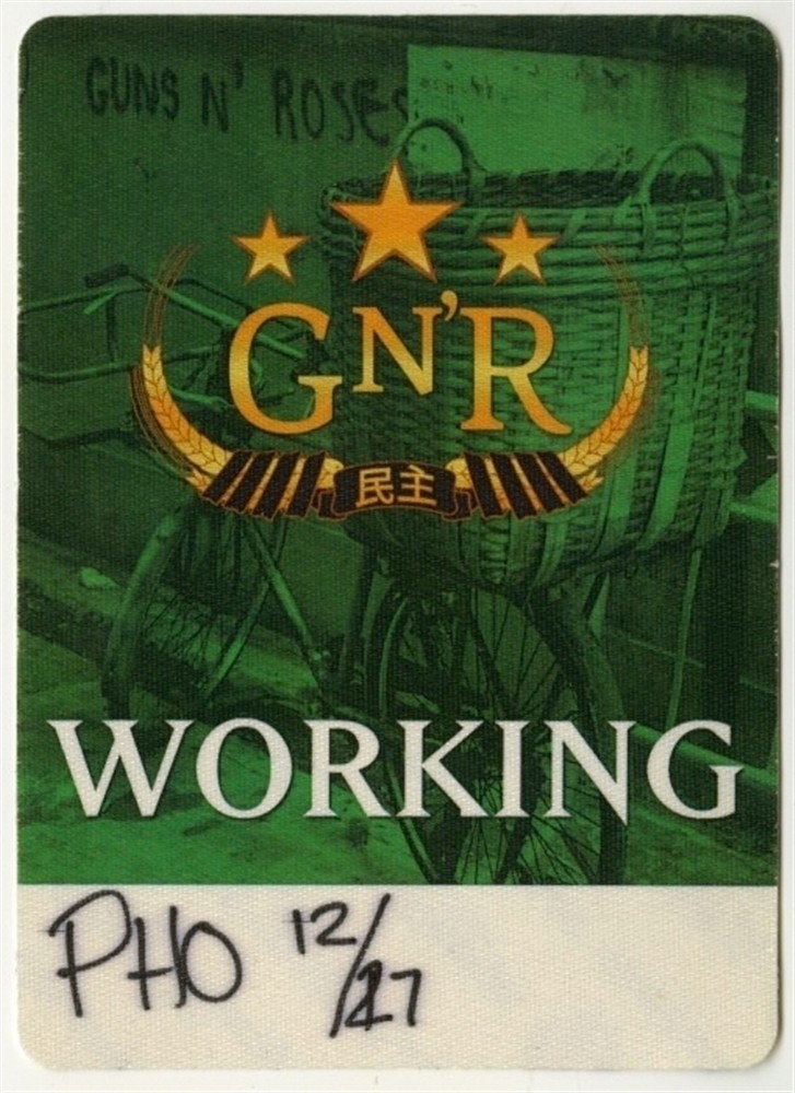 Guns N’ Roses 2011 concert tour issued Working Crew Backstage Pass