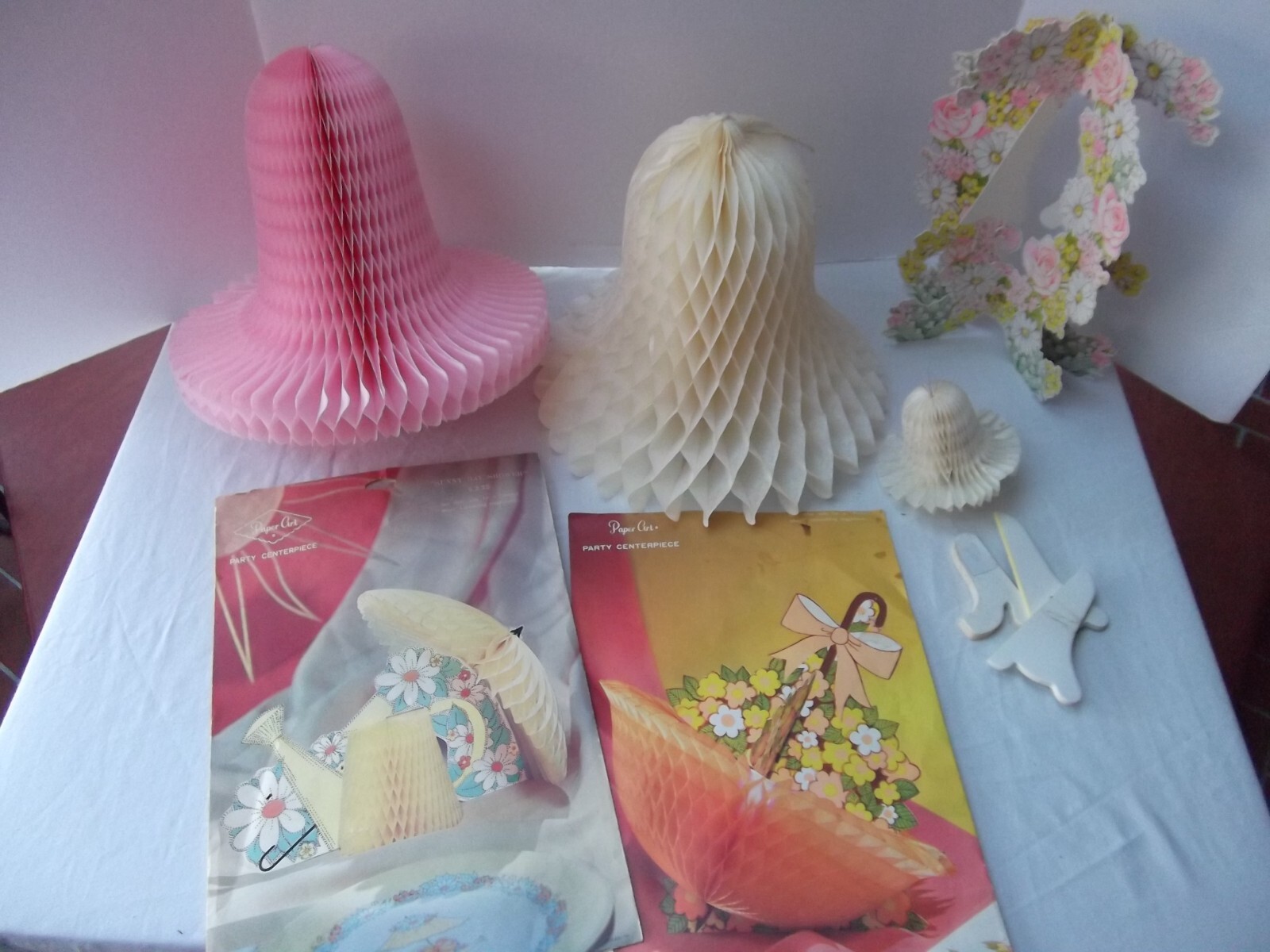 vintage 1970s lot 9 honeycomb baby bridal shower decor bells umbrella water can