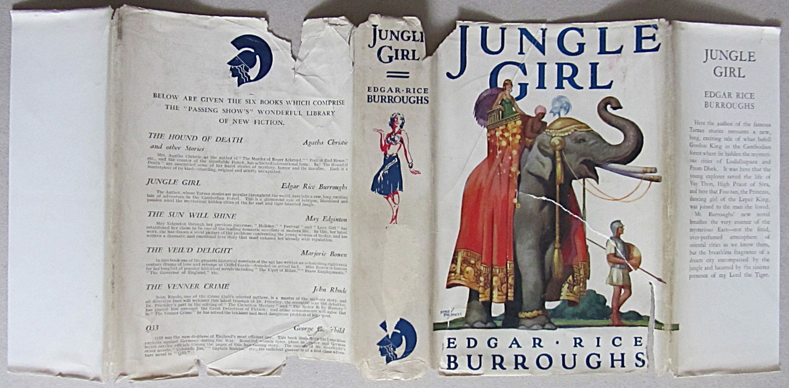 JUNGLE GIRL~EDGAR RICE BURROUGHS~ODHAMS PRESS LTD~1st PROMO EDITION~1933~UK~HCDJ