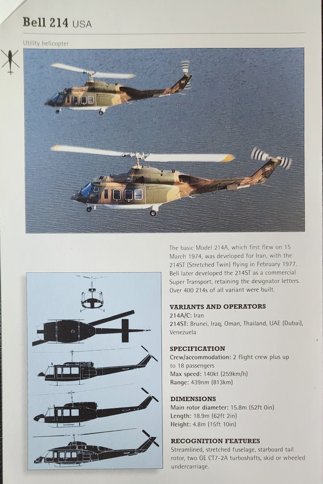 Bell Helicopter Picture Original Vtg Article Info Detail Sheet