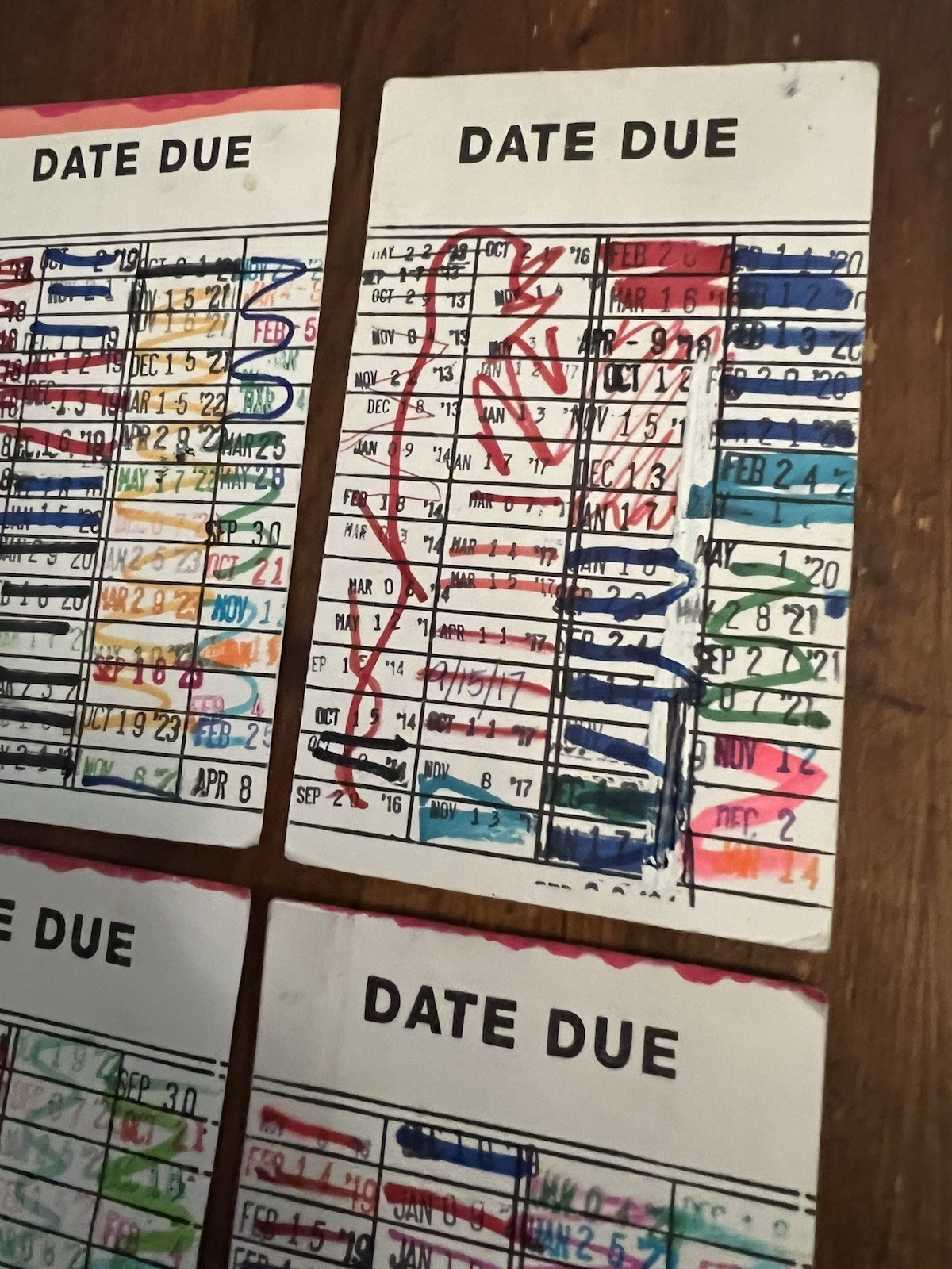 6 Book Checkout Date Due Library Cards With Date Stamps Ephemera Bookmark Craft