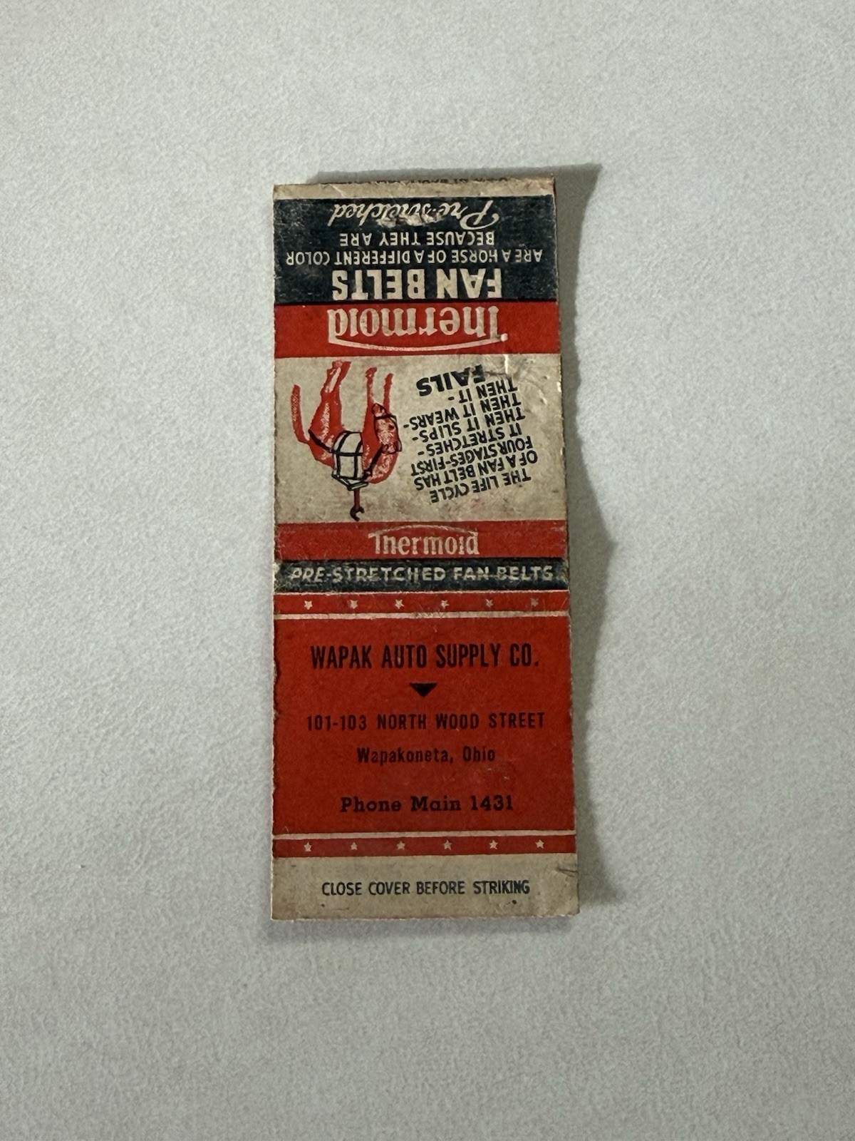 Wapak Auto Supply Company Wapakoneta Ohio Matchbook Cover 500