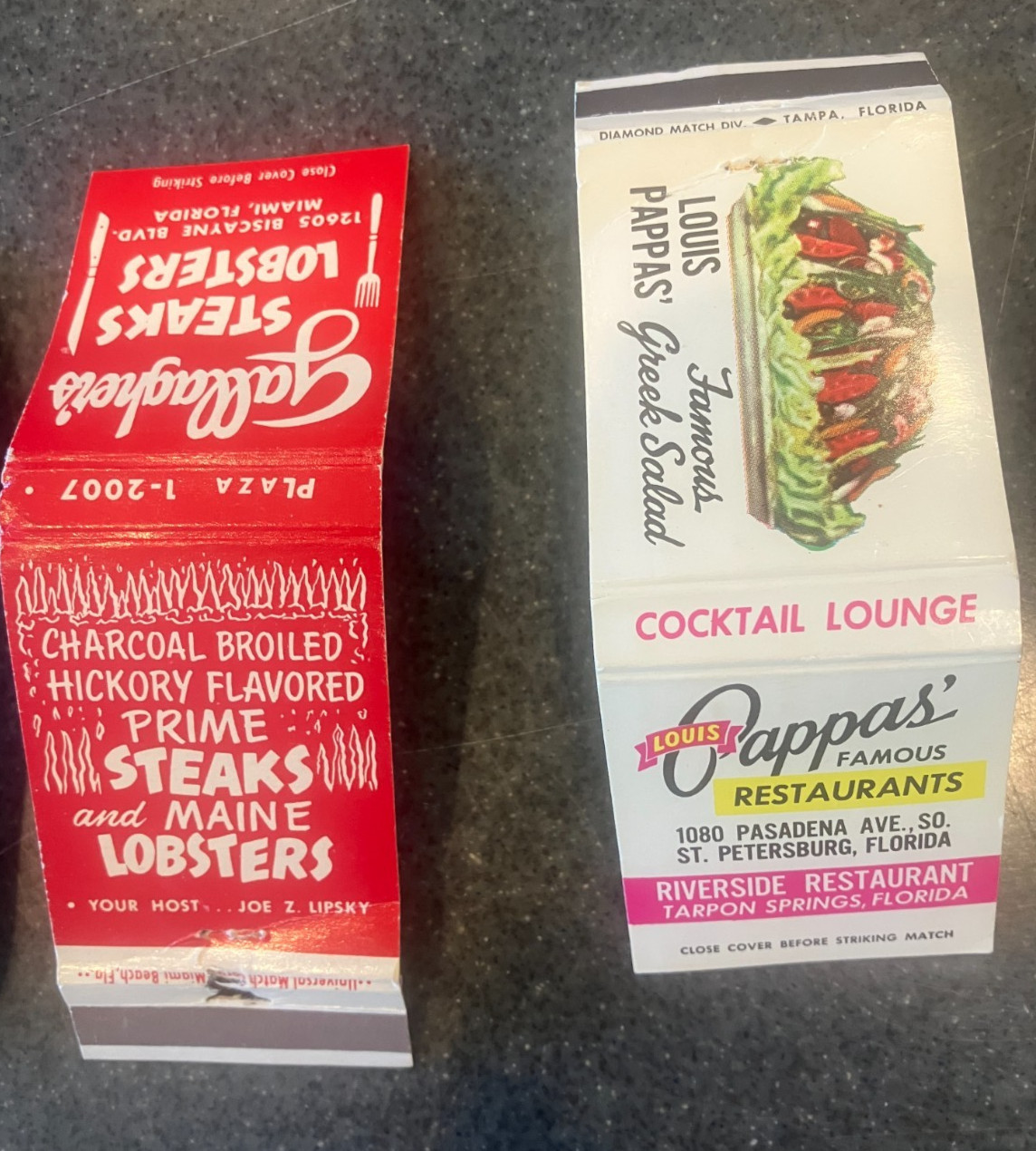 Vintage 1950″s Miami, FL – Matchbook covers – no matches`