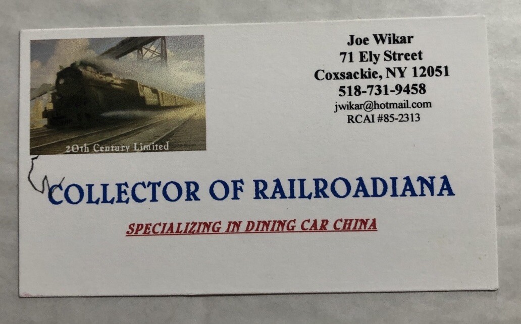 Business Card 20th Century Limited Collector Of Railroadiana Coxsackie, NY