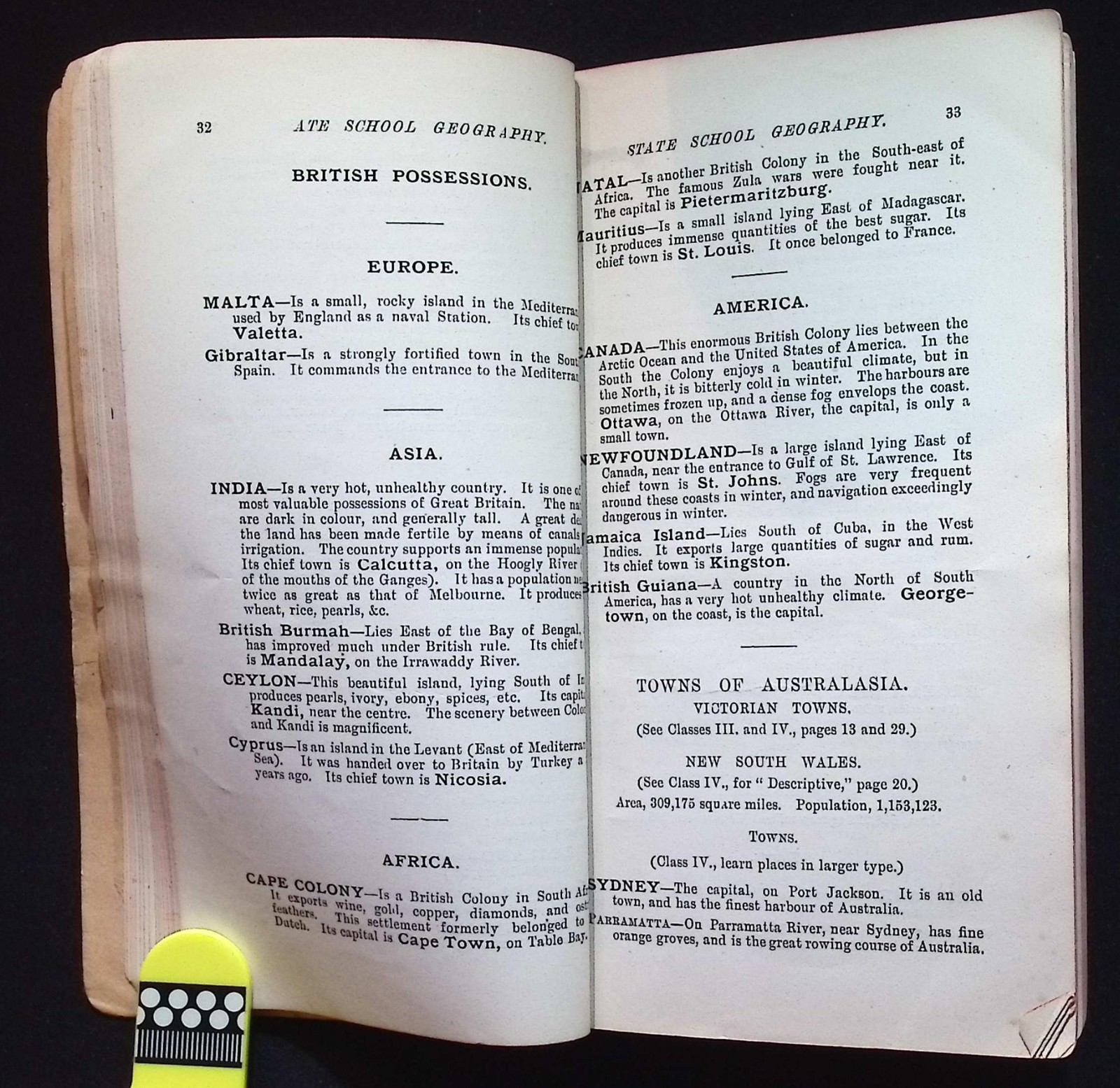 Australian State School Geography Class Book, Dawborn, Revised Programme 1898