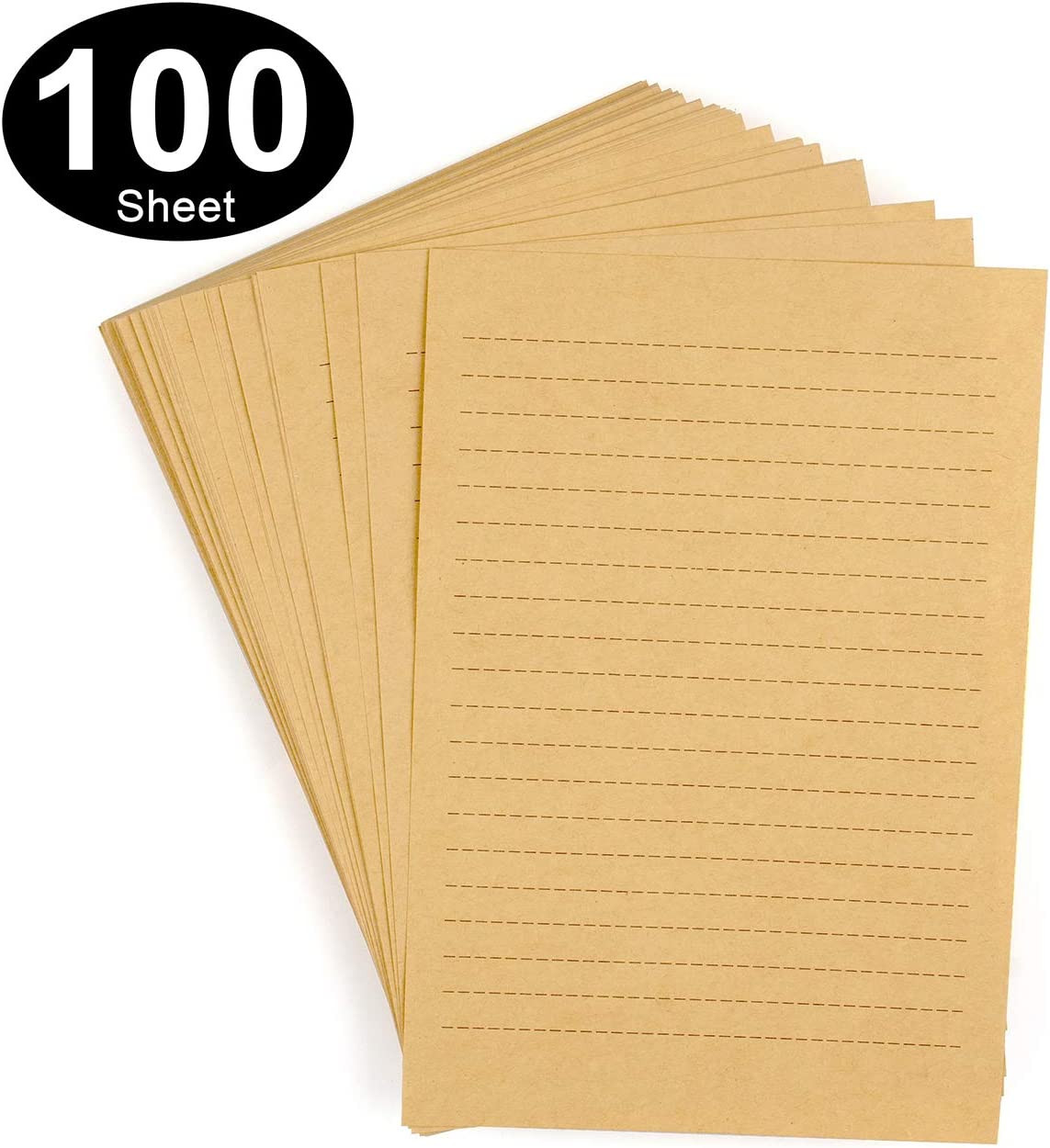 100 Sheets Vintage Kraft Stationary Paper 5.71 X 8.27 Inch, A5 Size 120Gsm Lined