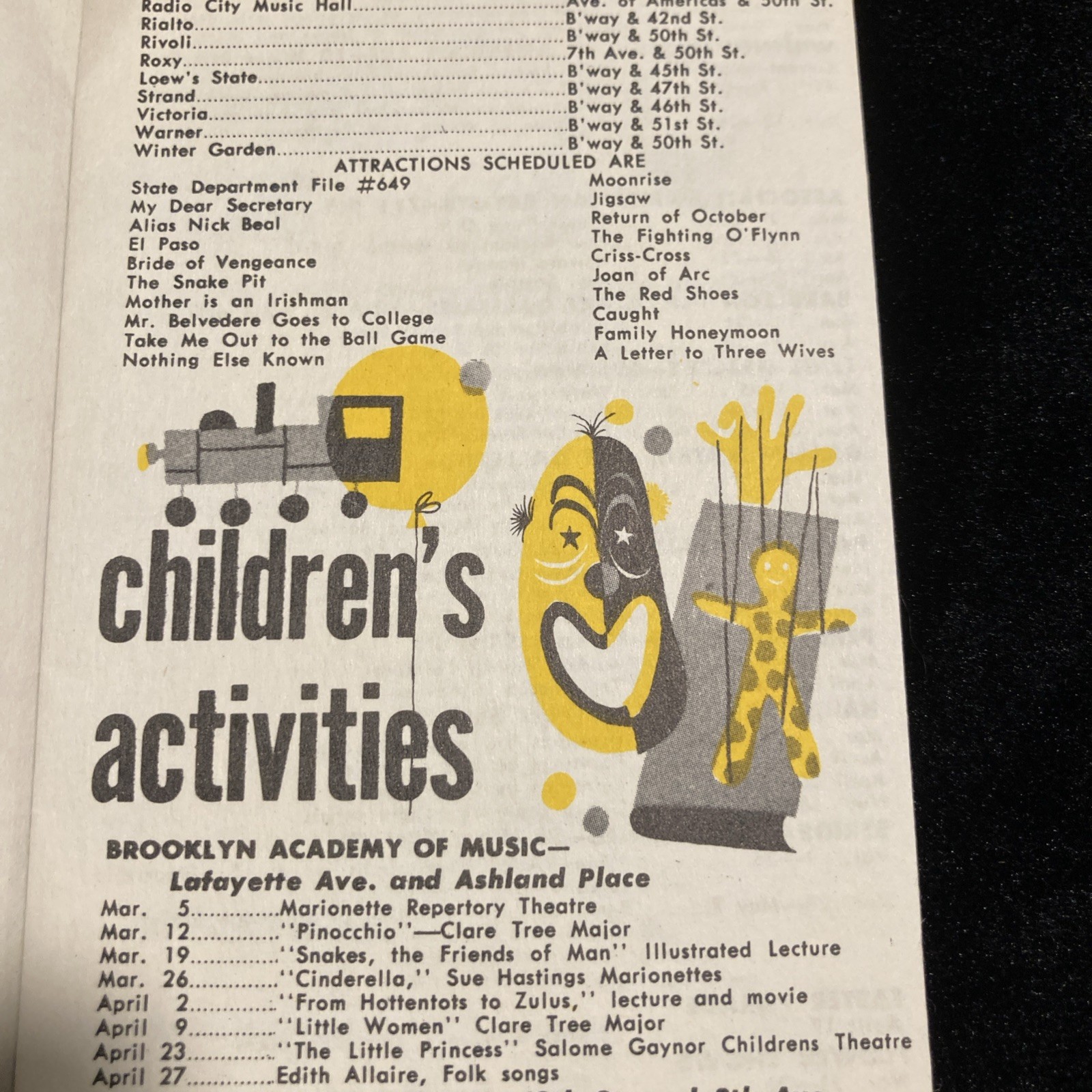 VTG New York City Calendar Of Events Spring 1949 Travel Brochure Visitors Bureau