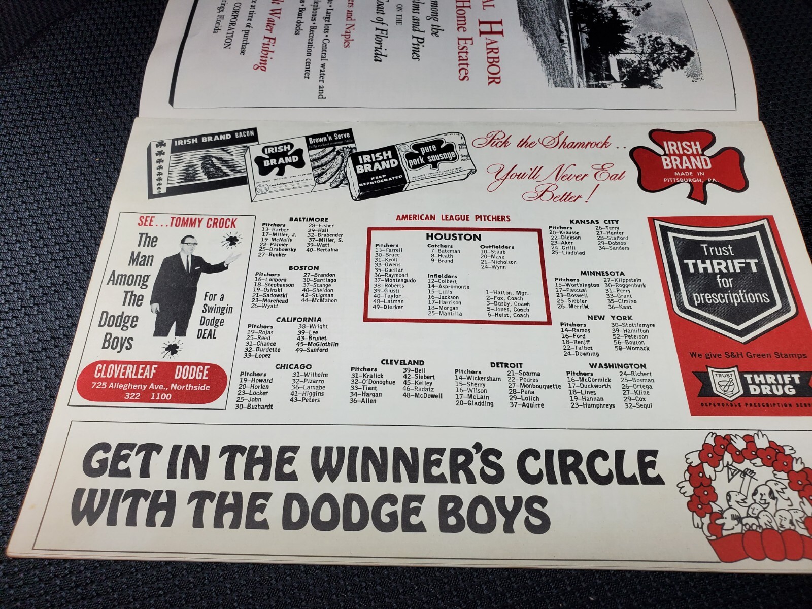 1966 Pittsburgh Pirates vs Houston Astros Scored Baseball Program / Score Card