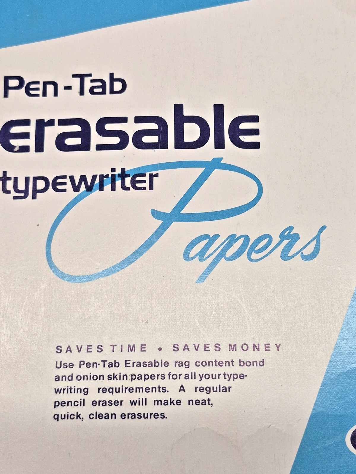Vtg 70s/80s Pen-Tab Erasable Typewriter Paper 8 1/2 x 11″ – Abt 75 Pages