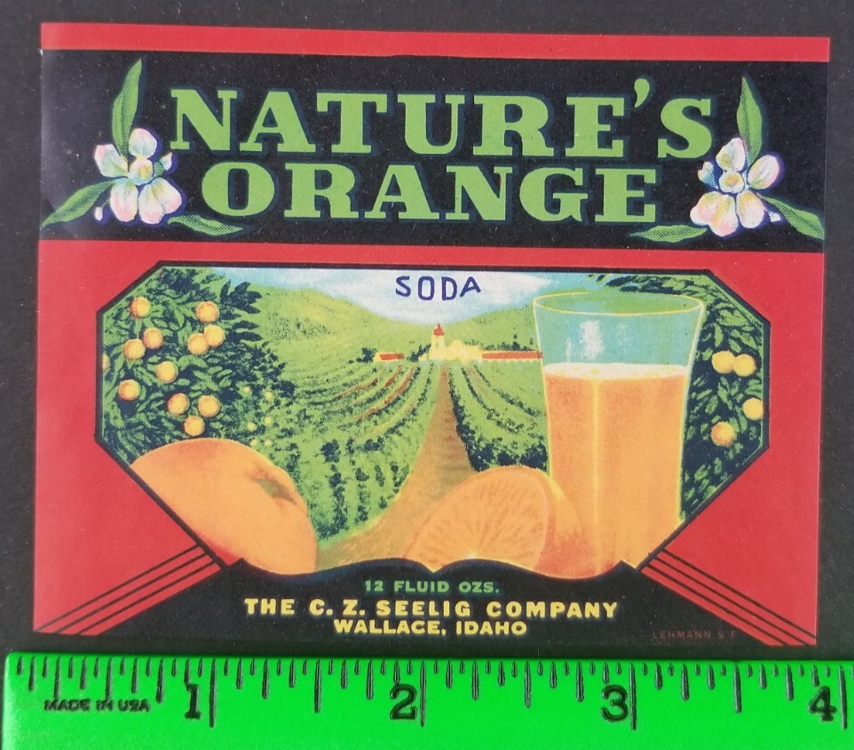 Vintage Nature’s Orange Soda Drink Label Card