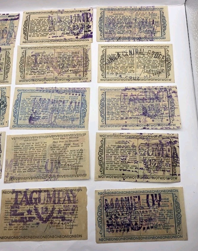1970s Philippines Paper Collectible Vintage Sweepstakes.Lot Of 15.Original.Used.