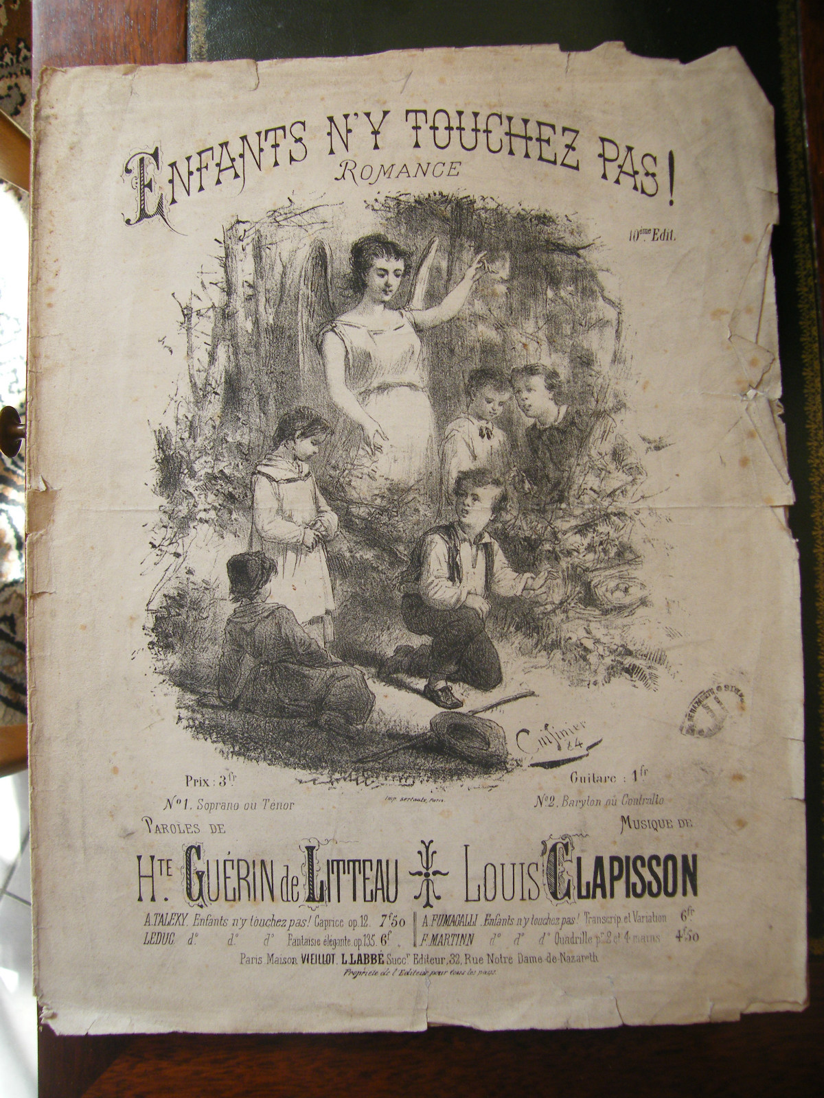 Sheet Music 19th Century Children Do Not Touch! Clapisson