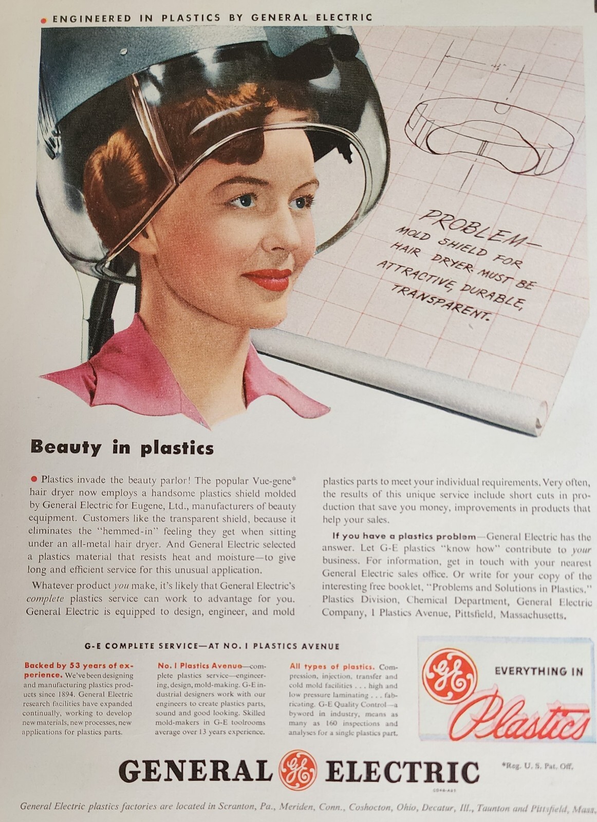 General Electric GE Magazine Picture Ad Retro Beuty Parlor Vtg Wall Art
