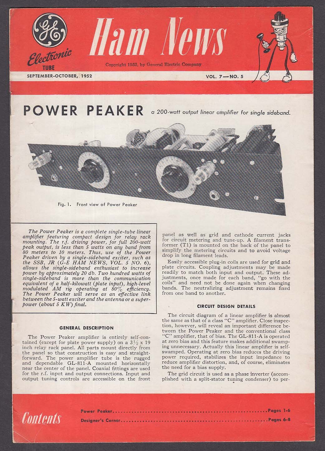 General Electric HAM NEWS Vol 7 #5 Power Peaker + 9-10 1952
