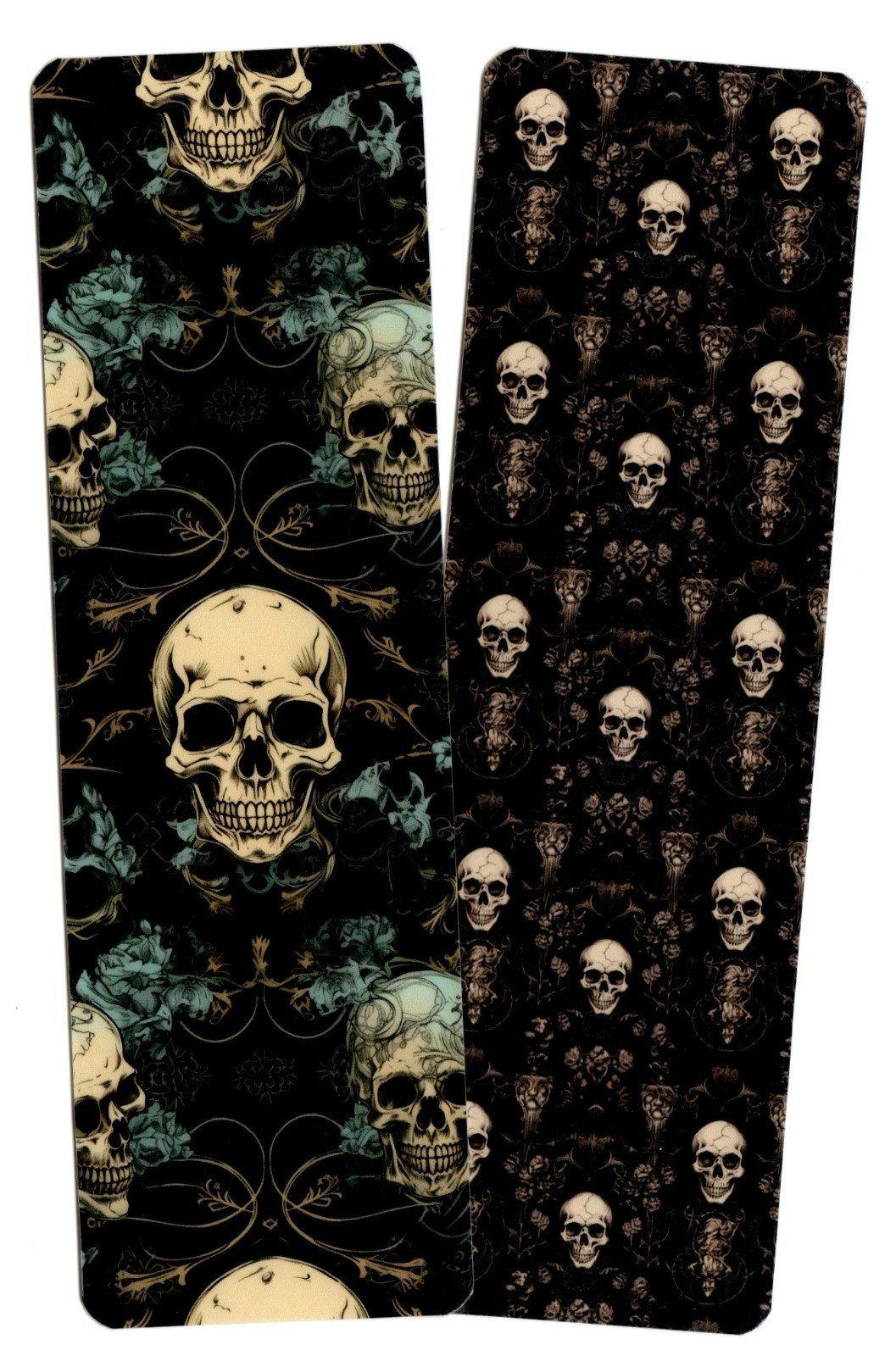 BOOKMARK Destash – Dark HALLOWEEN Skulls – Laminated Bookmarks