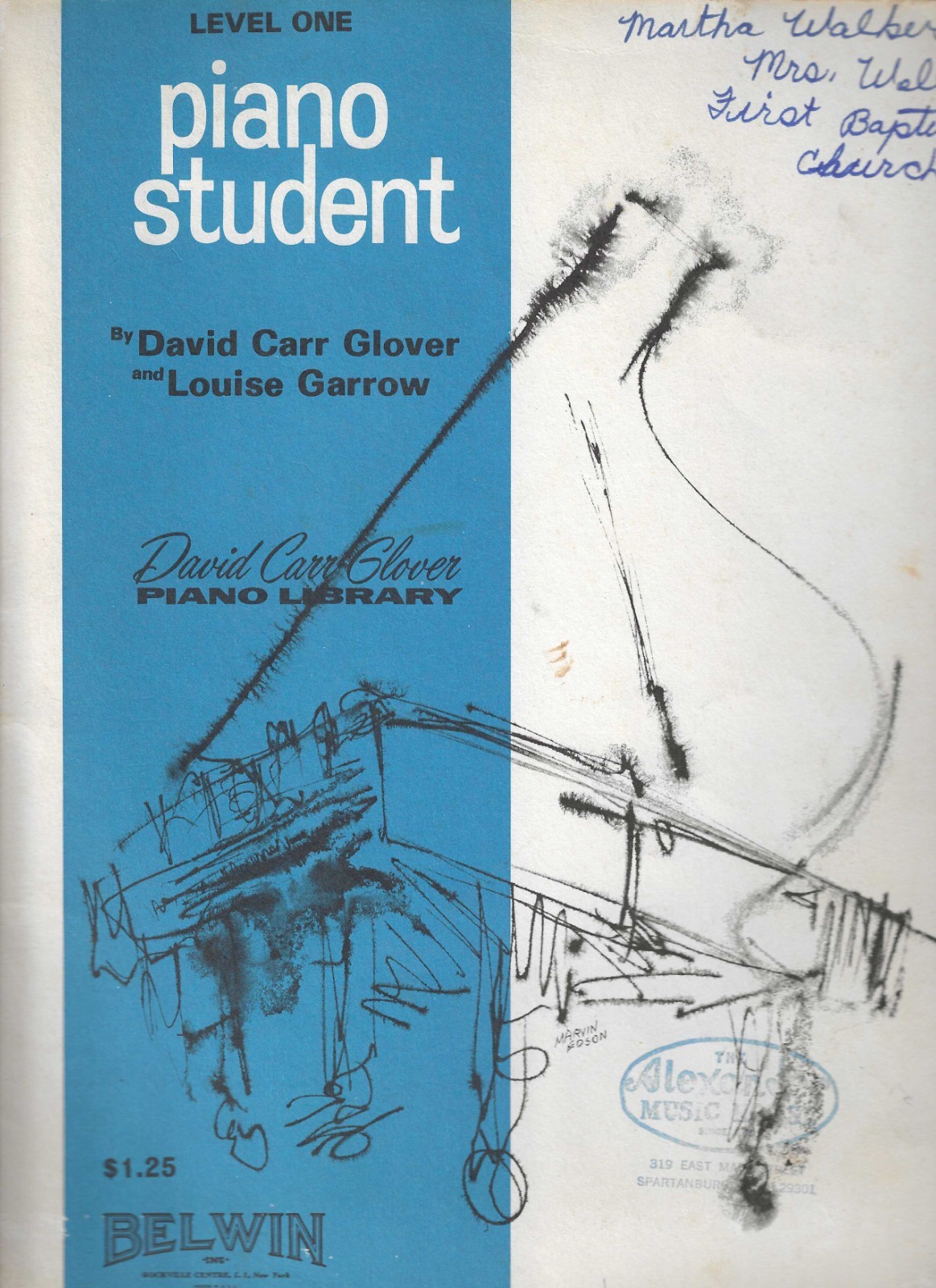 1967 Level One PIANO STUDENT David Carr Glover Music Book Louise Garrow