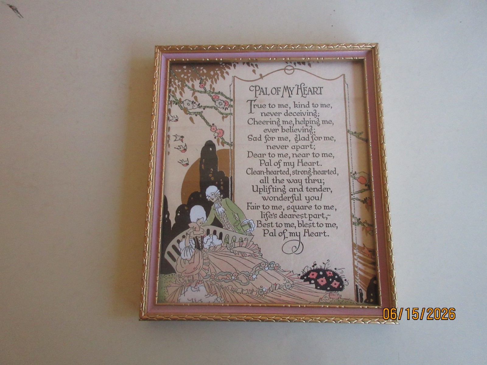 Vintage Framed Pal of My Heart Poem The Cincinnati Art Pub. Co. with Orig Box