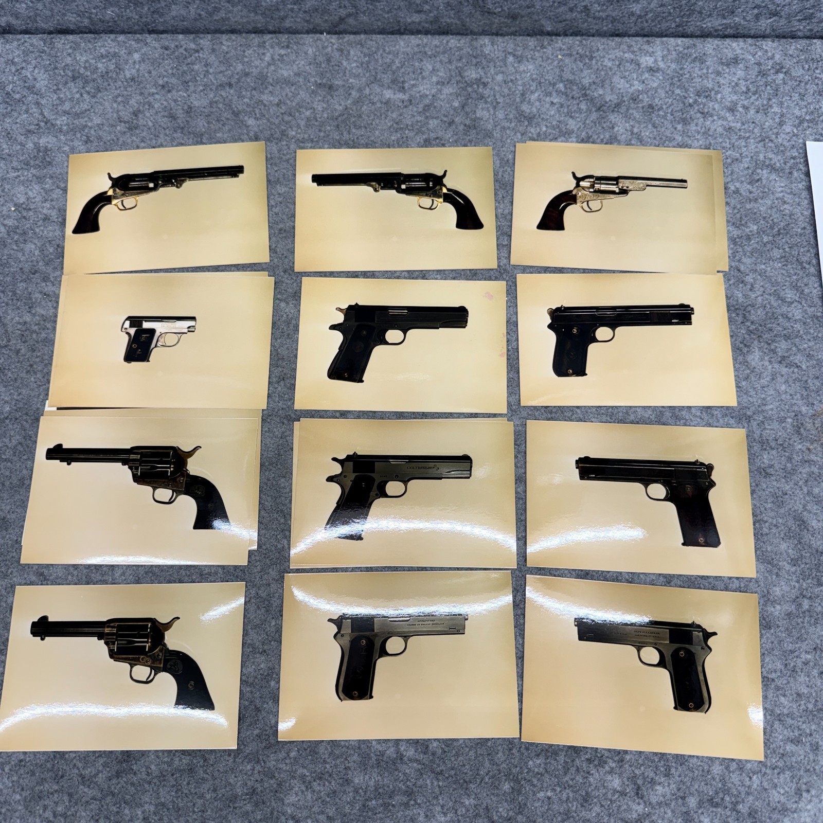 Vintage Handgun & Revolver Collector Cards Photograph Reference Cards Lot of 64