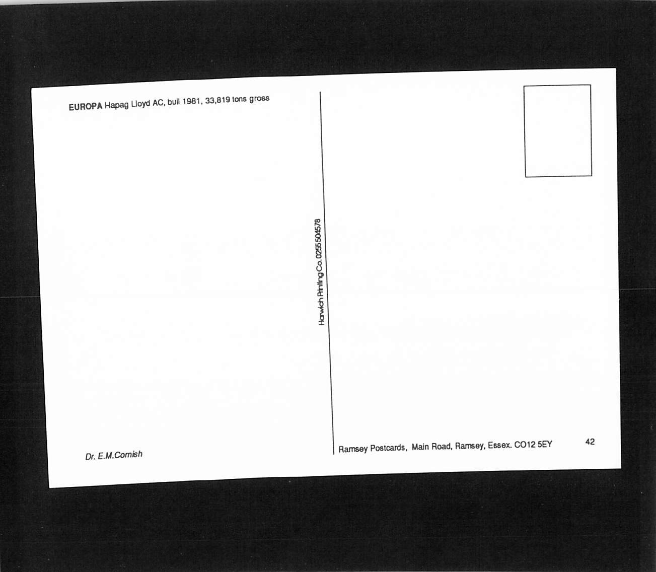 B3710ski Transport Ship Europa Hapag Lloyd postcard