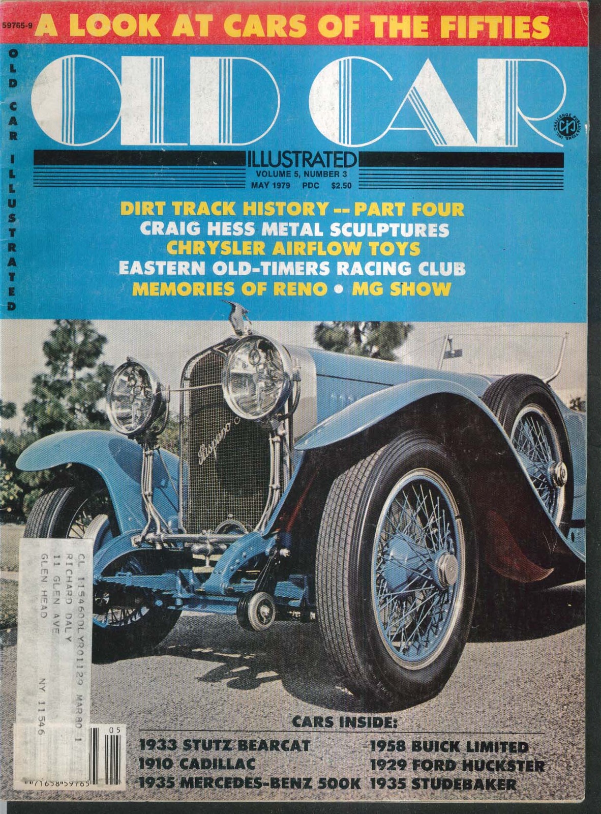 OLD CAR Illustrated Stutz Bearcat Cadillac Mercedes-Benz 500K Buick ++ 5 1979