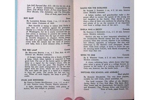 Samuel French 1938 Plays for 4-H Clubs One-Act Non-Royalty Catalog New York & LA