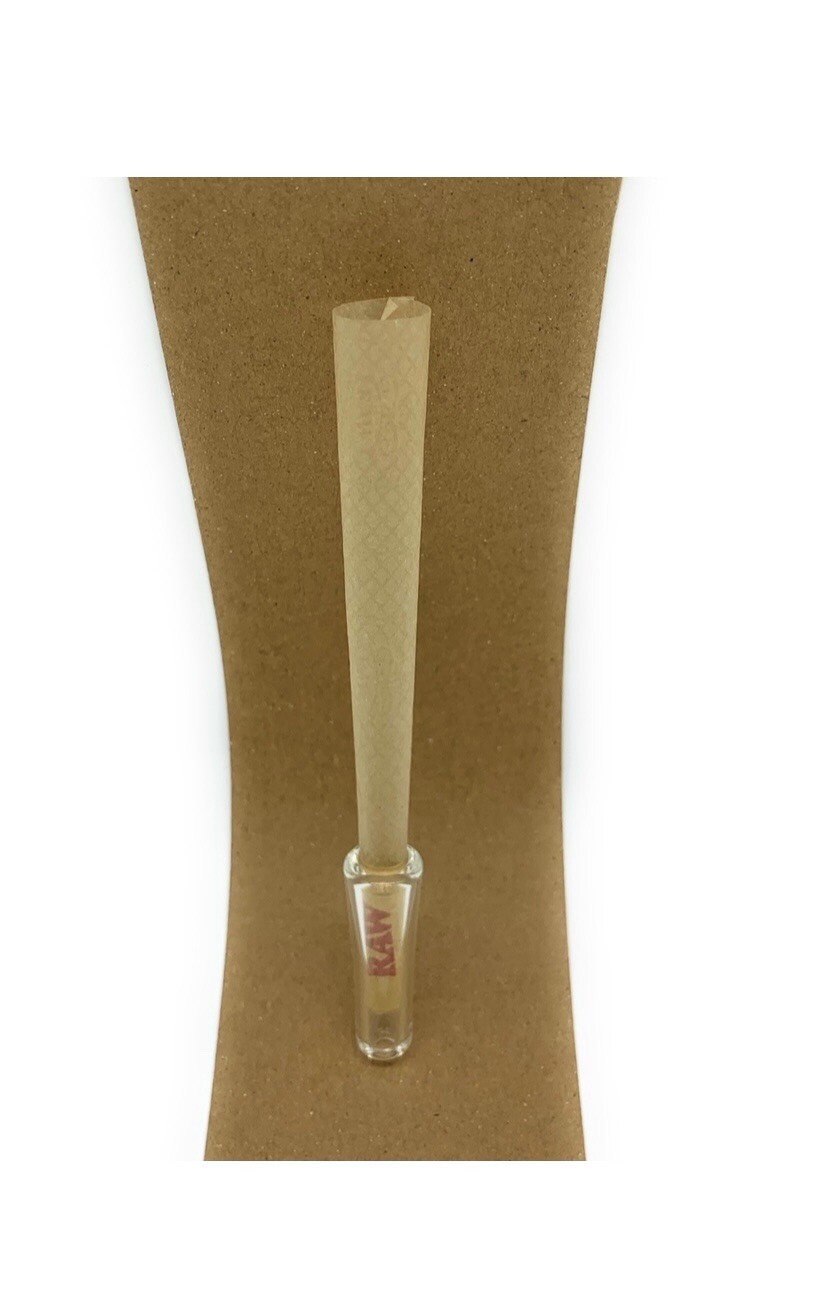 3X large natural wooden poker 8.75”(225mm)+glass cone tip+safety lock tube