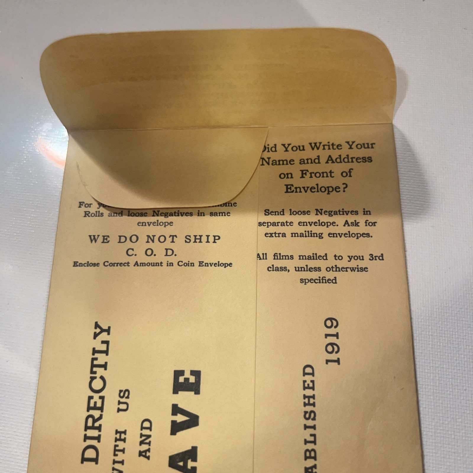 MINT 1948 Phila. Vintage Kodak Mail-In Film Photo Developing Envelope One