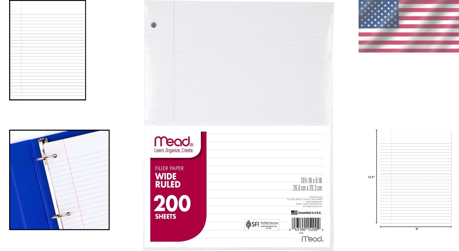 Ideal Wide Ruled Loose Leaf Paper – 200 Sheets, 8″ x 10-1/2″ for Easy Notetaking