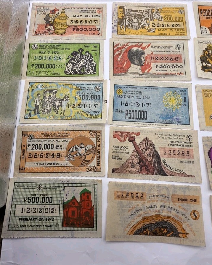 1970s Philippines Paper Collectible Vintage Sweepstakes.Lot Of 15.Original.Used.