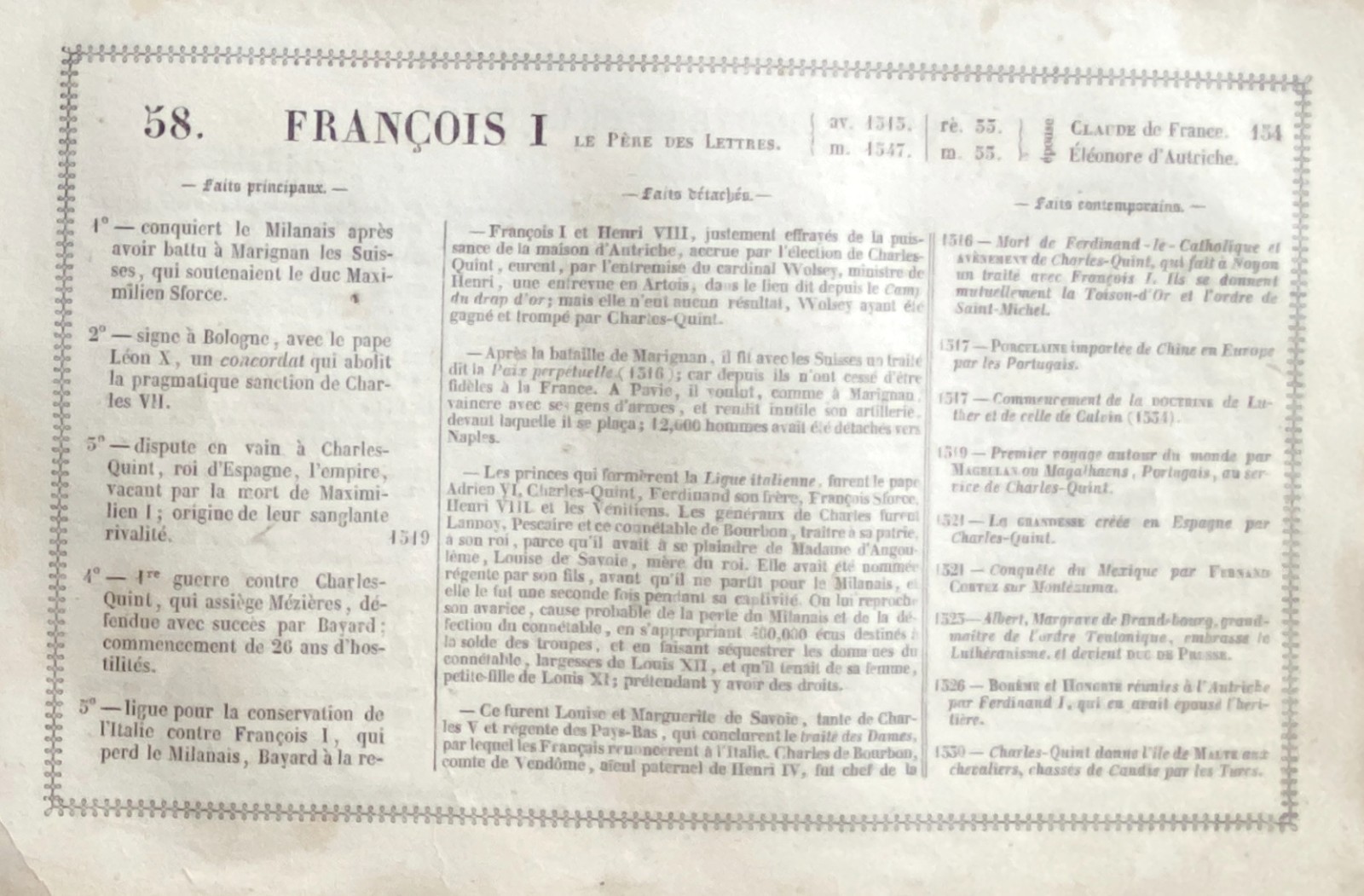 Engraving Kings Of France “Francois Ier The Father Of Letters”