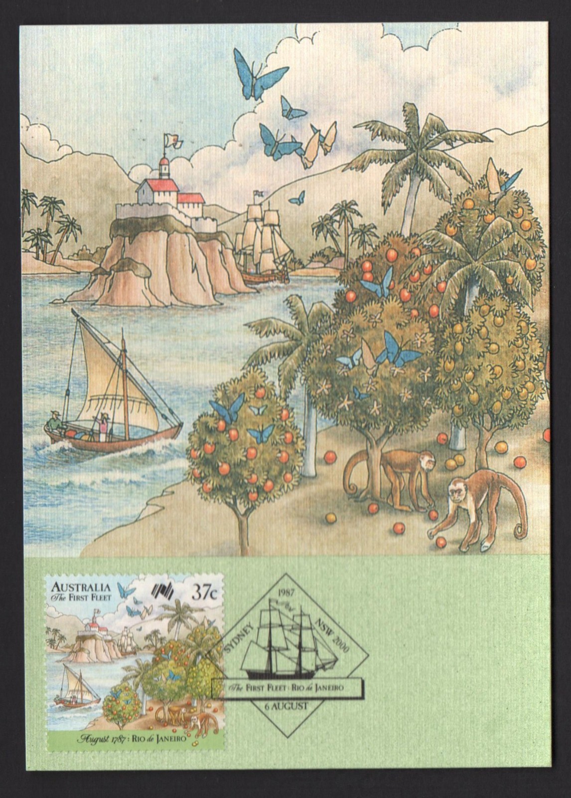 UNUSED AUSTRALIAN POSTCARDS ” THE FIRST FLEET ARRIVAL – 1788 Card No. 10 ” 1988