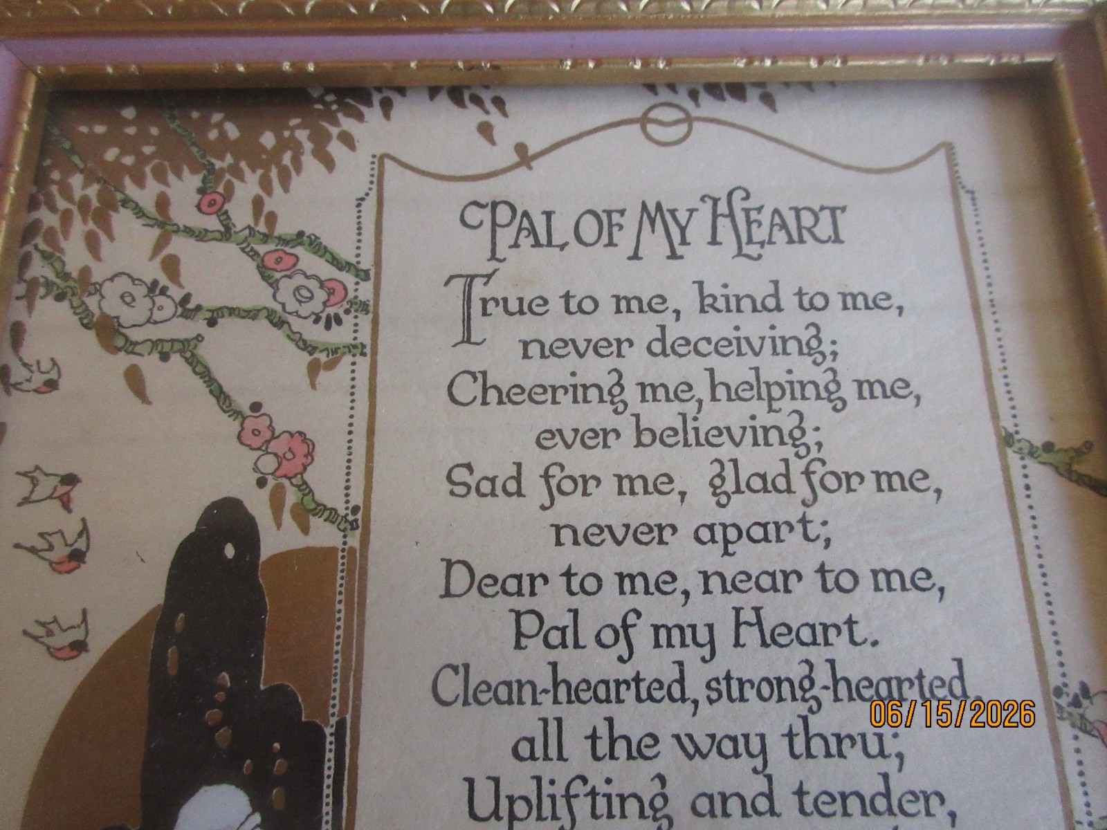 Vintage Framed Pal of My Heart Poem The Cincinnati Art Pub. Co. with Orig Box