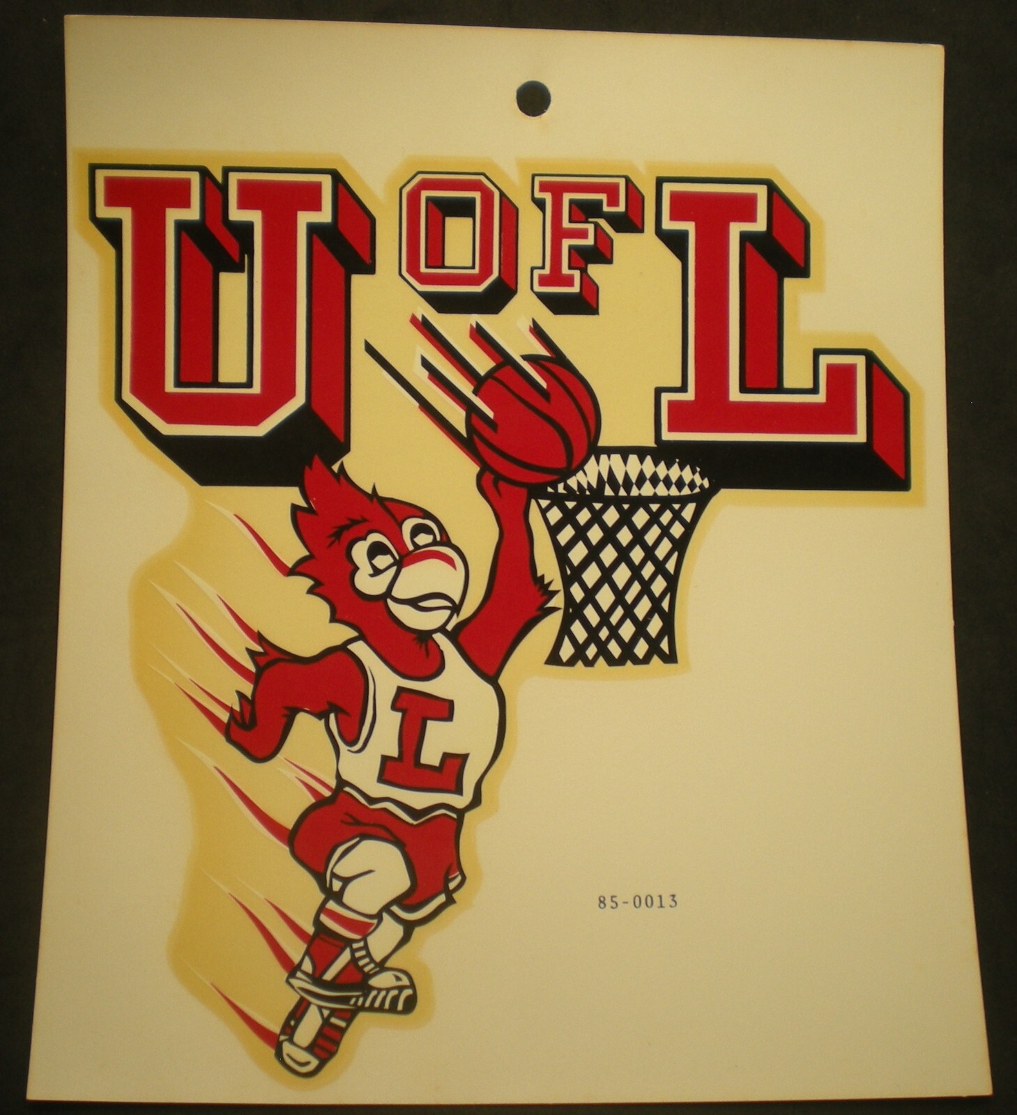 Vintage University Of Louisville Cardinals Water Decal Sticker Basketball
