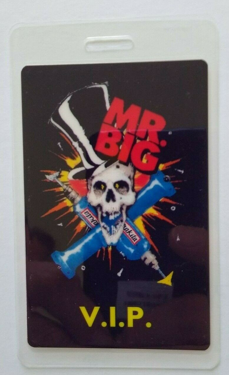 Mr Big Lean Into It VIP Backstage Pass Original 1991 Hard Rock Music Skull Drill
